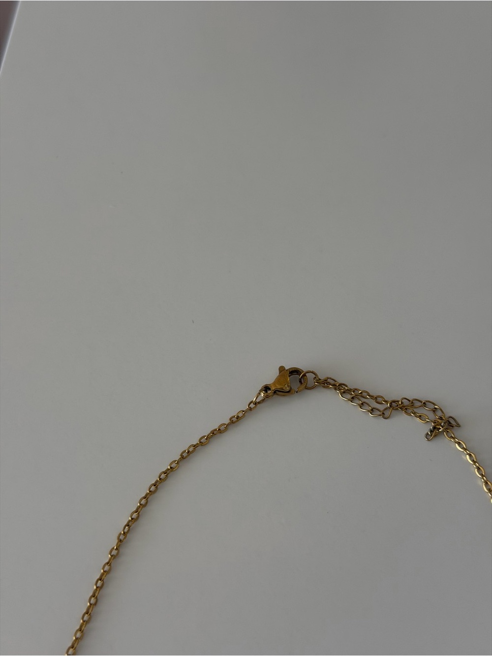 Gold Tone Dual Charm Clover & Flower Necklace – Pave Crystal & Black Enamel - Picture 3 of 3